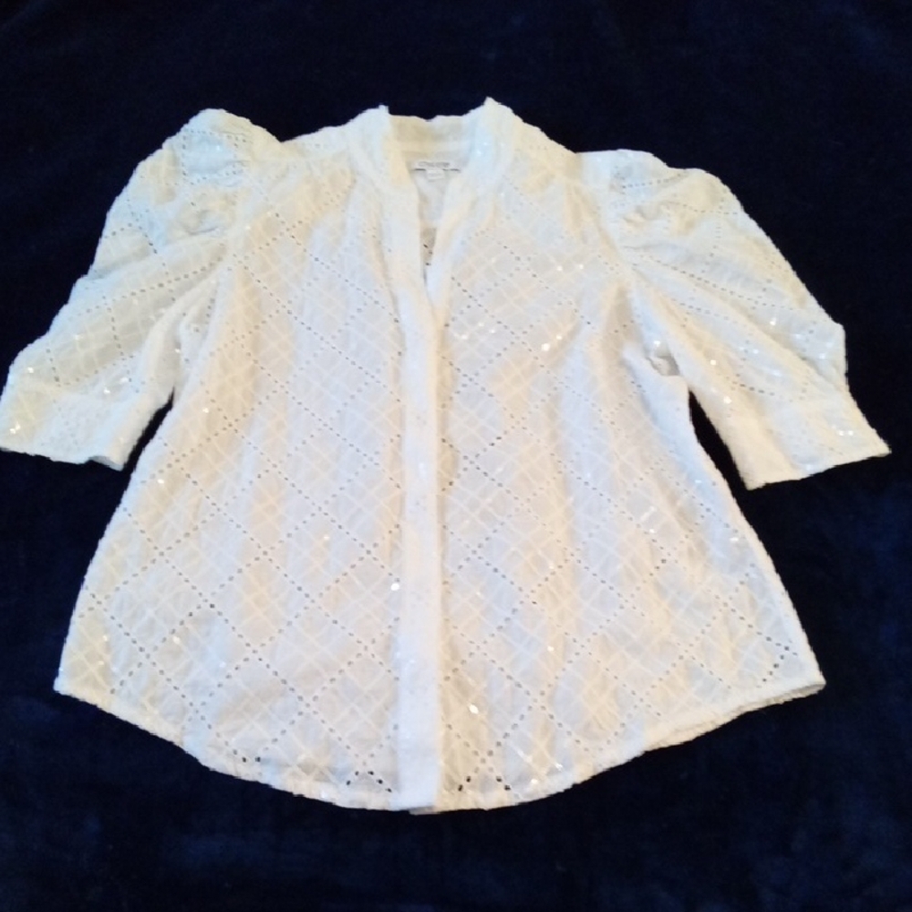 Chico's Elegant White Eyelet Blouse